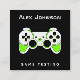Carte De Visite Carré Neon Green Game Testing Tester Développeur Joypad