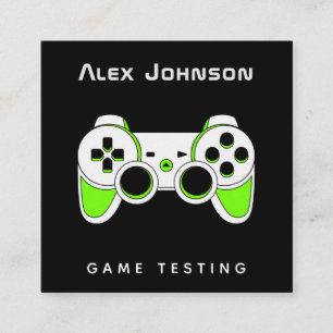 Carte De Visite Carré Neon Green Game Testing Tester Développeur Joypad
