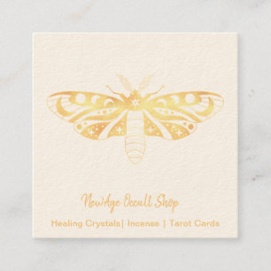 Carte De Visite Carré New Age Occult Shop Gold Moth
