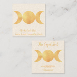 Carte De Visite Carré New Age Occult Shop Gold Triple Moons