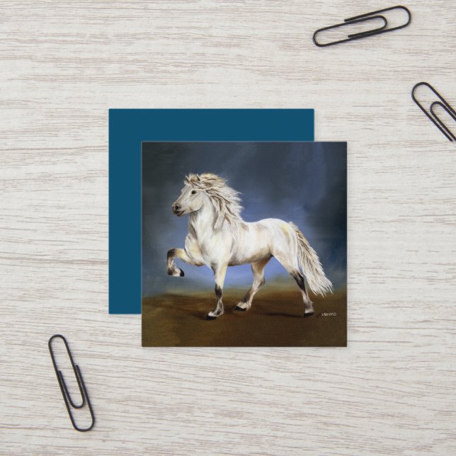 Carte De Visite Carré Nobilité Cheval islandais (Devant/Arrière en situation)