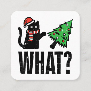 Carte De Visite Carré Noël Chat Tipping Xmas Tree Drôle
