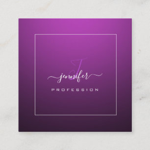 Carte De Visite Carré Noir Berry rose violet Nom du monogramme Médias so