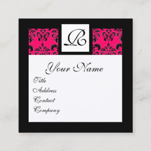 CARTE DE VISITE CARRÉ NOIR BLANC CHAUD ROSE DOMMASQUE CARRÉ MONOGRAM