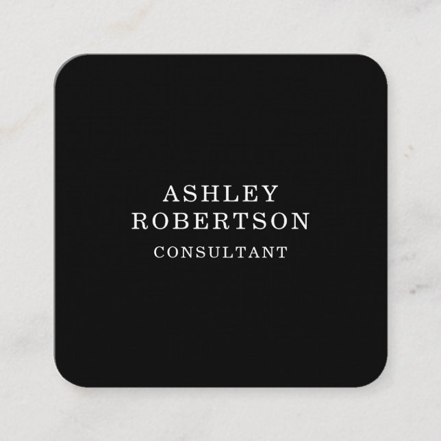Carte De Visite Carré Noir Blanc Professionnel Design tendance minimalis (Devant)