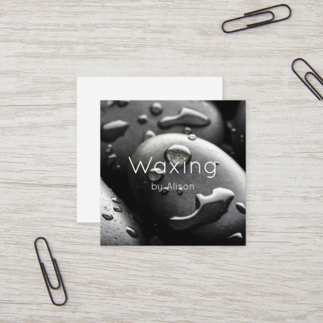 Carte De Visite Carré Noir cirant  (Devant/Arrière en situation)