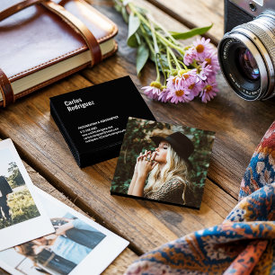 Carte De Visite Carré Noir et blanc simple de photo moderne de