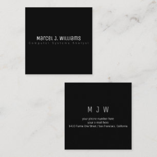 Carte De Visite Carré noir simple simple professionnel moderne