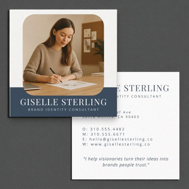 Carte De Visite Carré Nom de la compagnie professionnelle Navy Blue Mini (Créateur téléchargé)