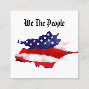 Carte De Visite Carré *~* nous l'aquarelle de drapeau américain de