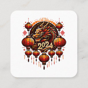 Carte De Visite Carré nouvel an chinois 2024