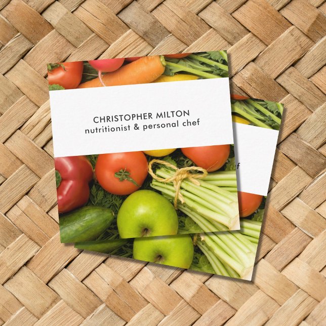 Carte De Visite Carré Nutritionniste des légumes uniques (Créateur téléchargé)
