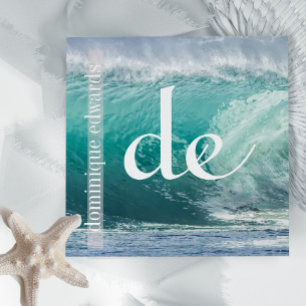 Carte De Visite Carré Ocean Wave Coastal QR Spa