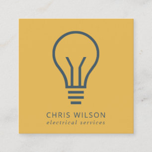 CARTE DE VISITE CARRÉ OCHRE NAVY BLUE ELECTIC BULB ELECTRICIQUE