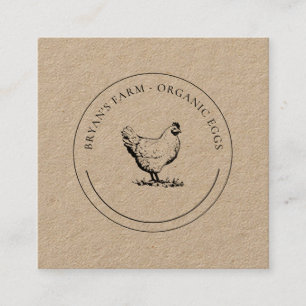 Carte De Visite Carré Oeufs bio Poulet Premium Kraft