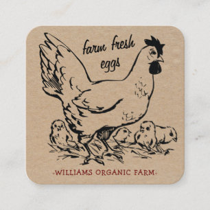 Carte De Visite Carré Oeufs frais de ferme Hen