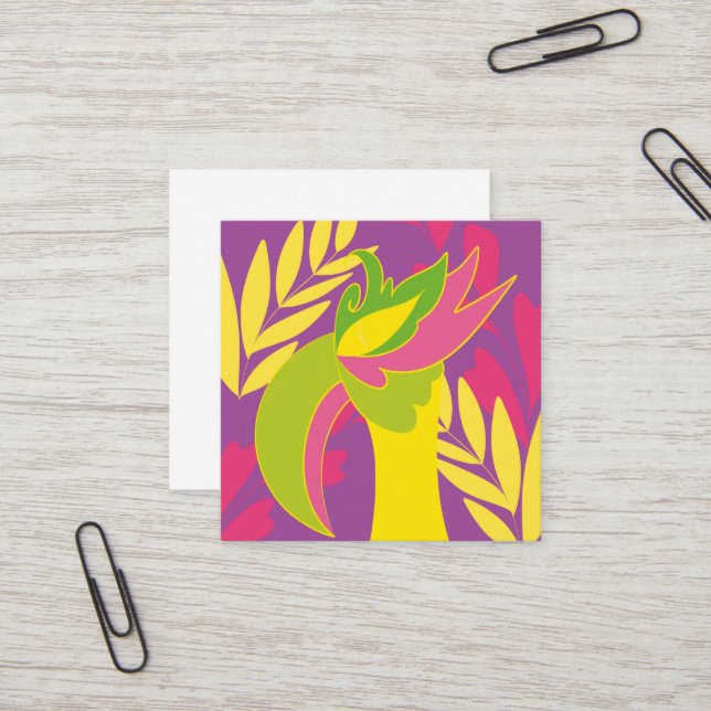 Carte De Visite Carré oiseau (Devant/Arrière en situation)