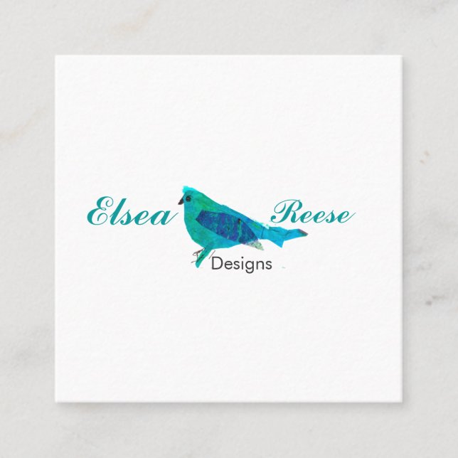 Carte De Visite Carré Oiseau bleu mignon de concepteur créatif (Devant)