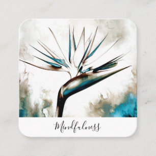 Carte De Visite Carré *~* Oiseau de fleurs AP10 de Paradise QR Aquarelle