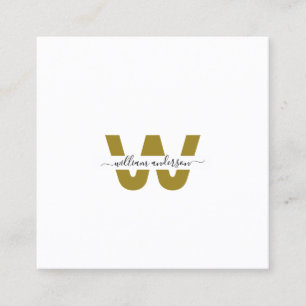 Carte De Visite Carré Or Monogramme Design tendance Moderne Chic Plain