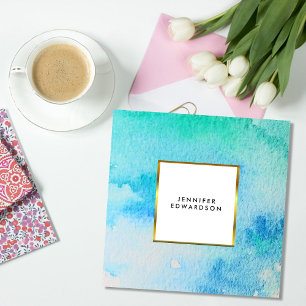 Carte De Visite Carré Or turquoise bleu d'éclaboussure d'éclaboussure