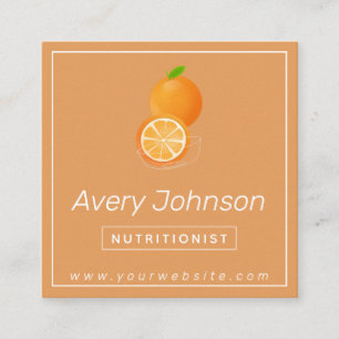 Carte De Visite Carré Orange clair nutritionniste diététicienne Orange C