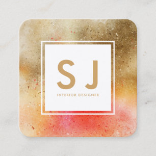 Carte De Visite Carré Orange Gold Art Simple Moderne Designer d'intérieu