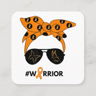 Carte De Visite Carré Orange Ruban Rein Cancer Guerrier Bandana Unbrea