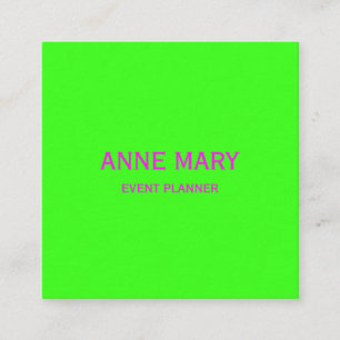 Carte De Visite Carré Organisateur de mariage Neon Vert Rose Magenta