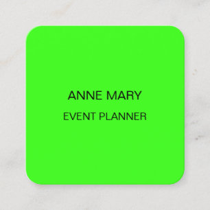 Carte De Visite Carré Organisateur d'événements Mariage Néon Vert Couleu