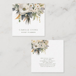 Carte De Visite Carré Organisatrice d'événement élégante à floraison noi