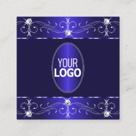 Carte De Visite Carré Ornements Royal Blue Extravagants avec logo
