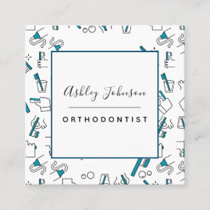 Carte De Visite Carré Orthodontiste Brosse à dents dentifrice Motif Dent