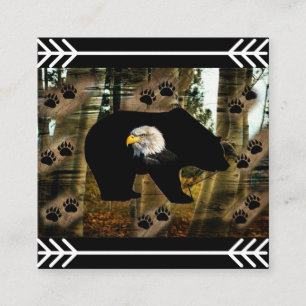 Carte De Visite Carré Ours Noir Ourson Ourson Ourson Ours Empreintes de 