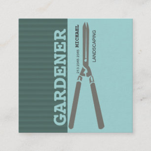 Carte De Visite Carré Outils de jardin de pelouse paysager ciseaux