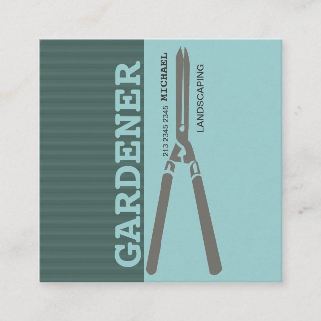 Carte De Visite Carré Outils de jardin de pelouse paysager ciseaux (Devant)