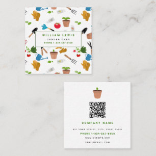 Carte De Visite Carré Outils de jardinage Plante jardinier Nursery