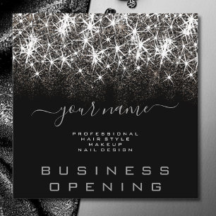 Carte De Visite Carré Ouverture d'entreprise Parties scintillant lumineu