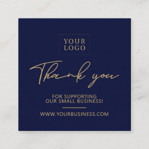 Carte De Visite Carré Packaging de logo d'entreprise bleu marine et or M