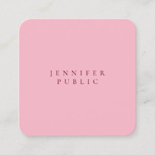 Carte De Visite Carré Pale Rose Stylish Minimaliste Plain Luxe Moderne