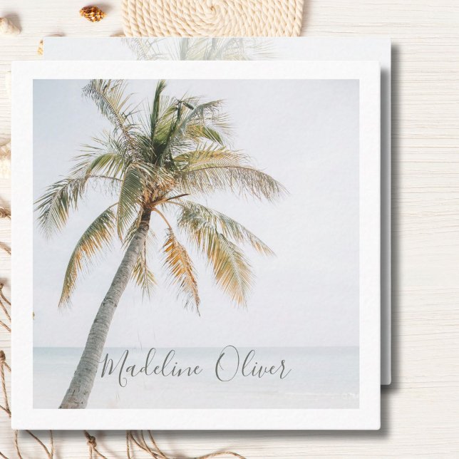 Carte De Visite Carré Palm Tree Tropical QR Code moderne (Créateur téléchargé)