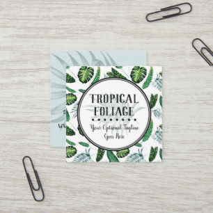 Carte De Visite Carré Palmettes de feuillage et aquarelle tropicales de