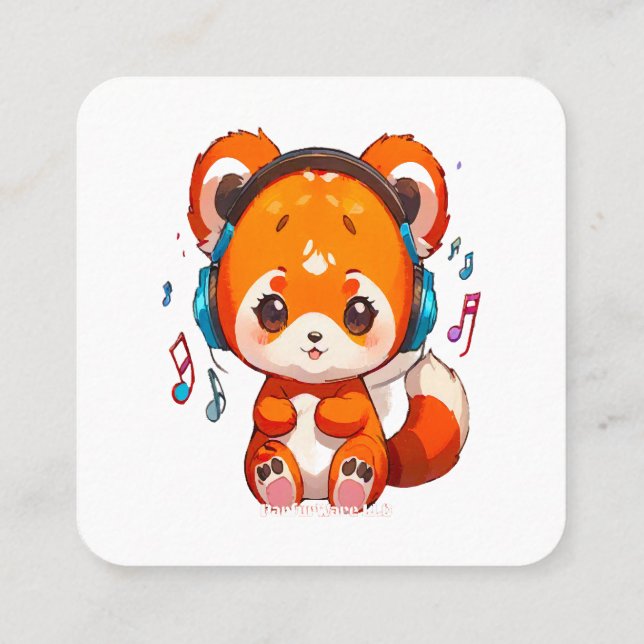 Carte De Visite Carré Panda écoute Kpop Music (Dos)