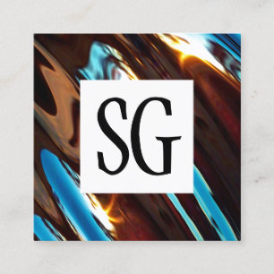 Carte De Visite Carré Panneau carré - Initiales - Métalliques Abstraits