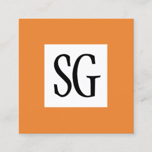 Carte De Visite Carré Panneau carré - Initiales - orange