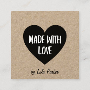Carte De Visite Carré Papier Coeur & Kraft Fabriqué Avec Amour