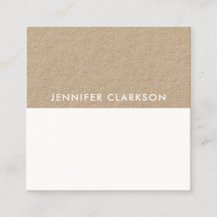 Carte De Visite Carré Papier d'emballage blanc et rustique minimaliste