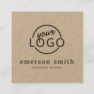 Carte De Visite Carré Papier Kraft minimaliste pour logo personnalisé m