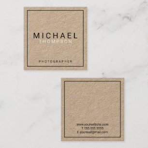Carte De Visite Carré Papier Kraft minimaliste professionnel