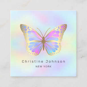 Carte De Visite Carré papillon aux couleurs pastel